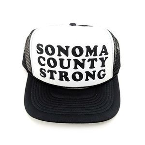 Sonoma County Strong black and white trucker hat